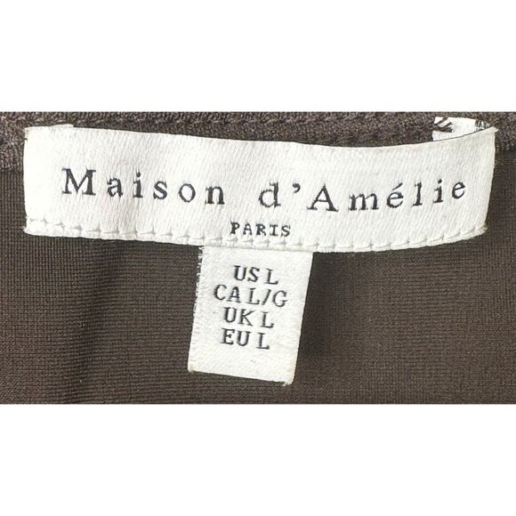 Maison D'amelie Womens Shirt Distressed Stretch Short Sleeve Blouse Brown Large - Picture 4 of 8